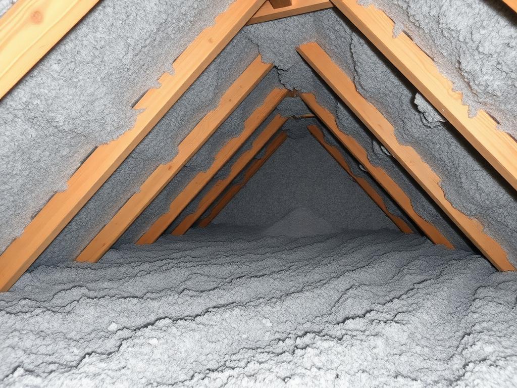 After — Bare-joist attic brought up to R-60 with depth markers verified throughout