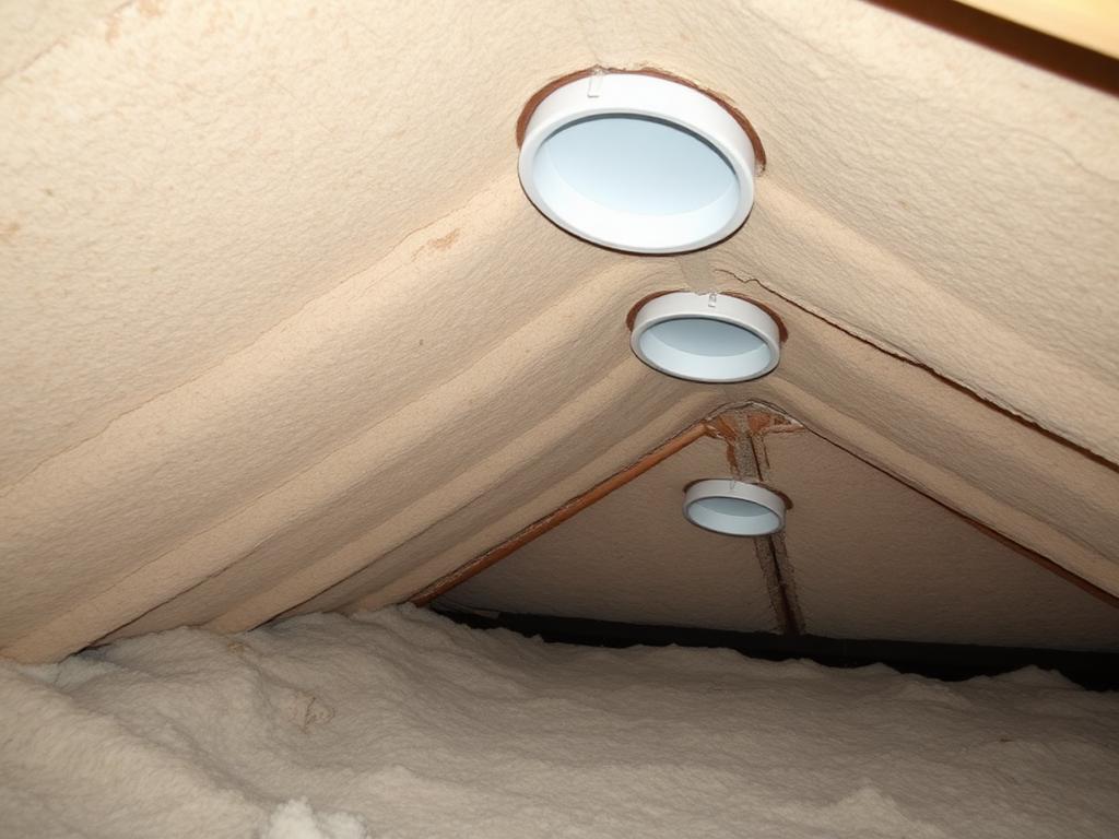 Before — Air-sealed top plates, can lights and chases — then re-insulated to R-49