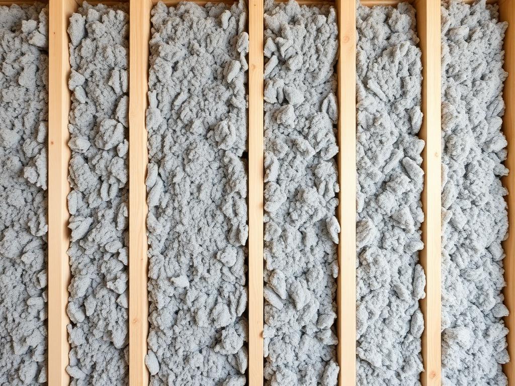 After — Open stud bays in a 1940s bungalow dense-packed to 3.5 lb/ft³