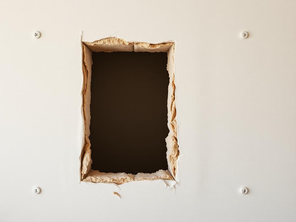 Before — Drill-and-fill retrofit — access holes patched and texture-matched
